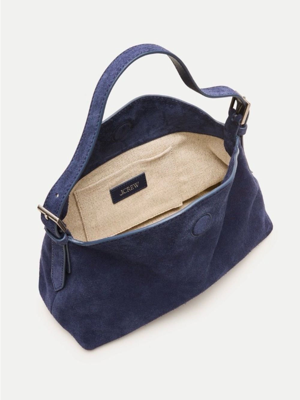 NWT J Crew Berkeley Small Shoulder Bag in Genuine Suede- Dark Indigo - Picture 2 of 5